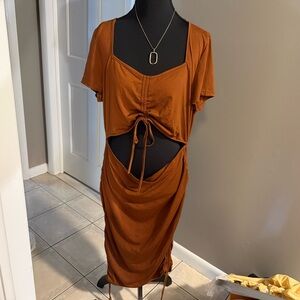 SHEIN Curved Hem Orange Dress